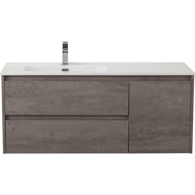 База под раковину подвесная BELBAGNO KRAFT-1200-2C-1A-SO-CG-L с двумя выкатными ящиками и одной распашной дверцей, левосторонняя, Cemento Grigio, 1200x460x500