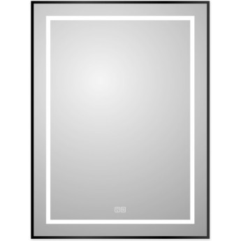 Зеркало BELBAGNO SPC-KRAFT-600-800-LED-TCH-WARM-NERO в алюминиевой раме со встроенным светильником, сенсорным выключателем и подогревом, 600x32x800